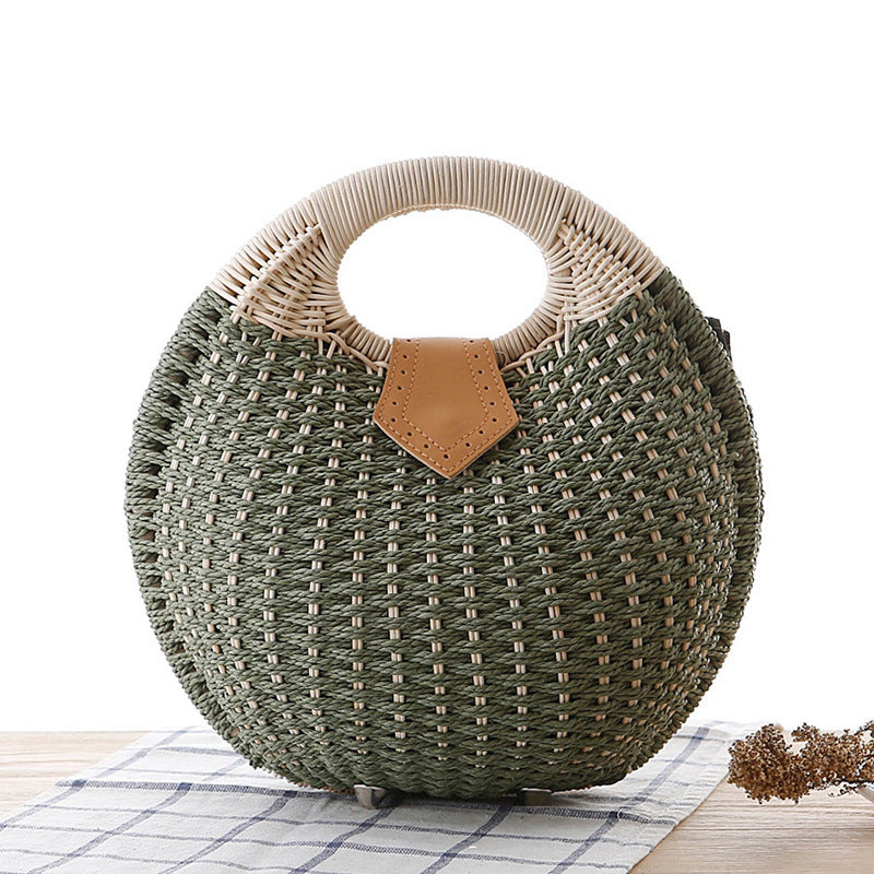 Round Rattan Handbag