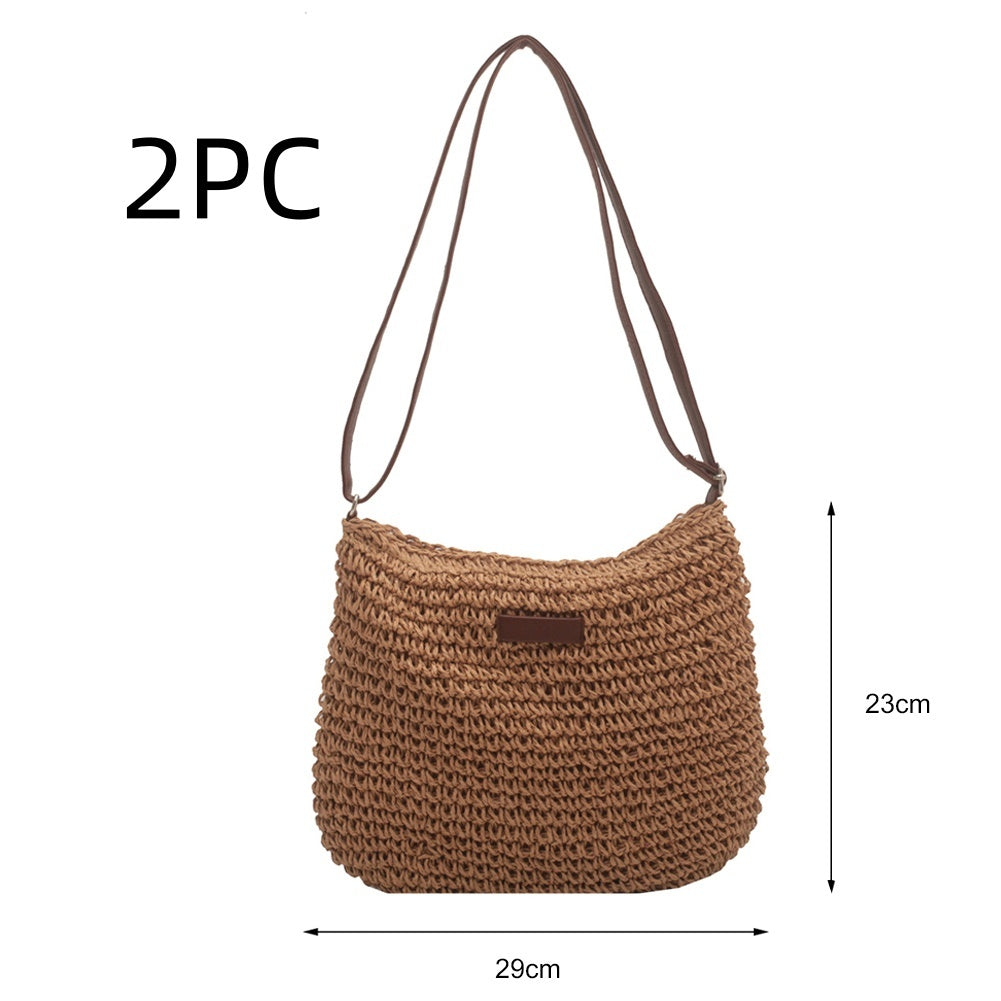 Niche Design Vacation Straw Tote Bag
