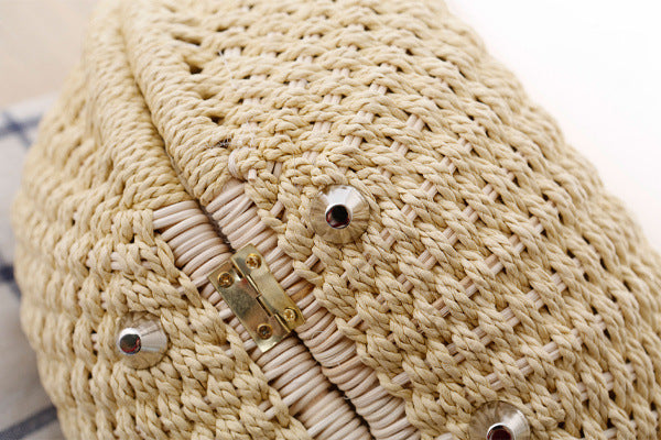 Round Rattan Handbag