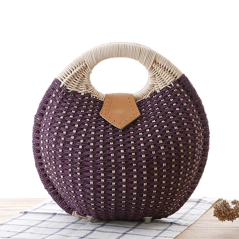 Round Rattan Handbag