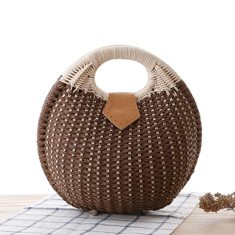 Round Rattan Handbag