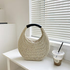 Fashion Oval Simple Rattan Moon Handbag - Casa De Ocio