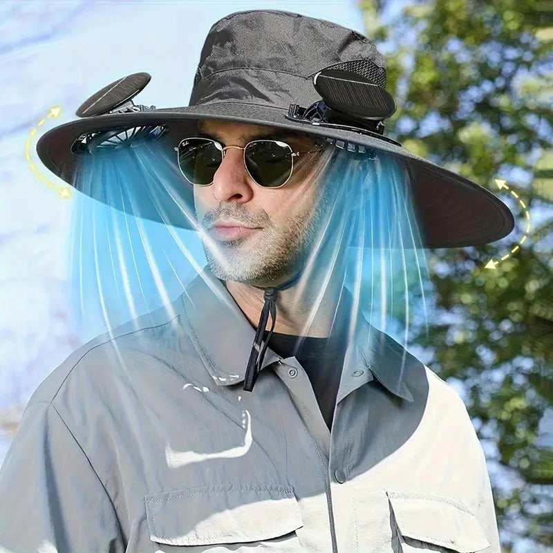 Stay Cool Anywhere with Our Solar Cooling Hat with Built-In USB Fan – Perfect for Outdoor Activities, Camping, Beach, Hiking, and Construction Work!