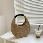 Fashion Oval Simple Rattan Moon Handbag - Casa De Ocio