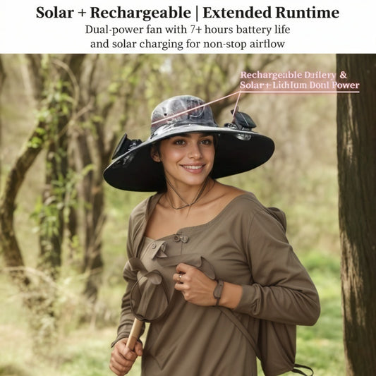 Stay Cool Anywhere with Our Solar Cooling Hat with Built-In USB Fan – Perfect for Outdoor Activities, Camping, Beach, Hiking, and Construction Work!
