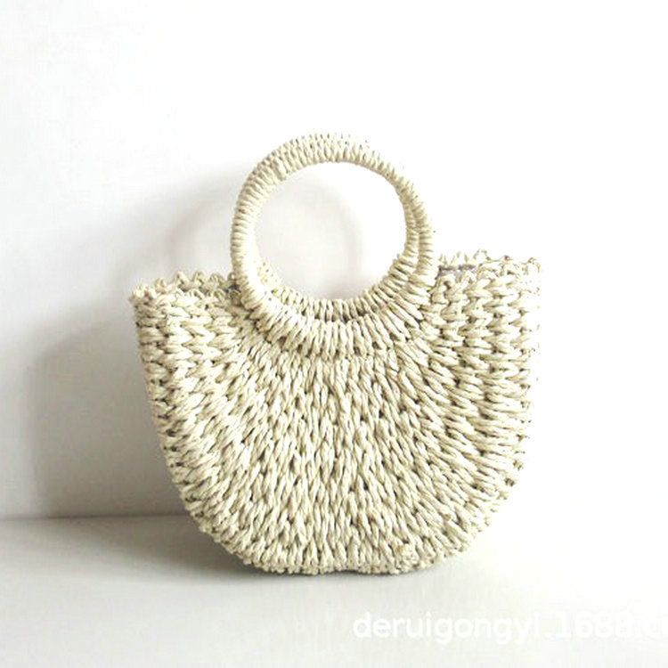 Straw Woven Paper Rope Round Simple Solid Color Weaving