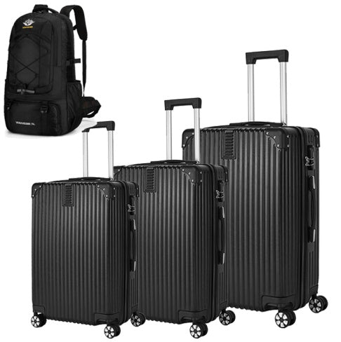 3-Piece Hard Shell Luggage Set with Spinner Wheels, TSA Lock, and Bonus Hiking Bag – Perfect for Short and Long-Distance Travel