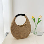 Fashion Oval Simple Rattan Moon Handbag - Casa De Ocio
