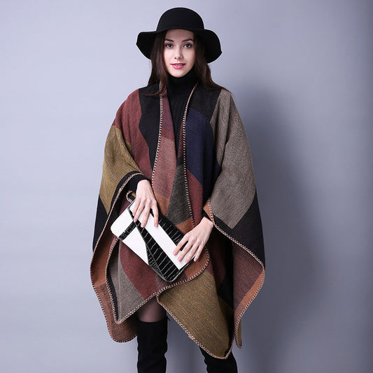 Autumn & Winter Plaid Scarf – Versatile Women’s Shawl for Travel, Casual, and Outdoor Wear